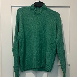 Cozy Green Cable-Knit Mock Neck Sweater - Women j. Crew extra soft medium